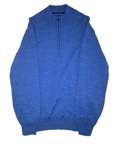 FootJoy FJ 100 Wool 1/4 Zip Sweater Blue Golf Pullover Mens L