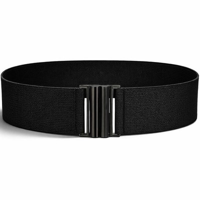 Wide Black Elastic Waist Belt for Women  Vintage Cinch Belt with Interlock Bu...
