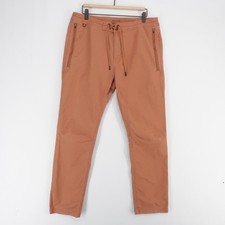 Roark Layover 2.0 Pant Mens 33 Orange Travel Drawstring Zip Pockets Stretch Slim