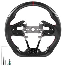 Vevor Steering Wheel Carbon Fiber Steering Wheel For 2016-2021 Honda Civic Black
