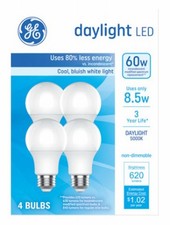 4 Pack - LED Light Bulbs, Daylight, A19 Medium Base, 8.5 Watts, 4-Pk. - 93131943