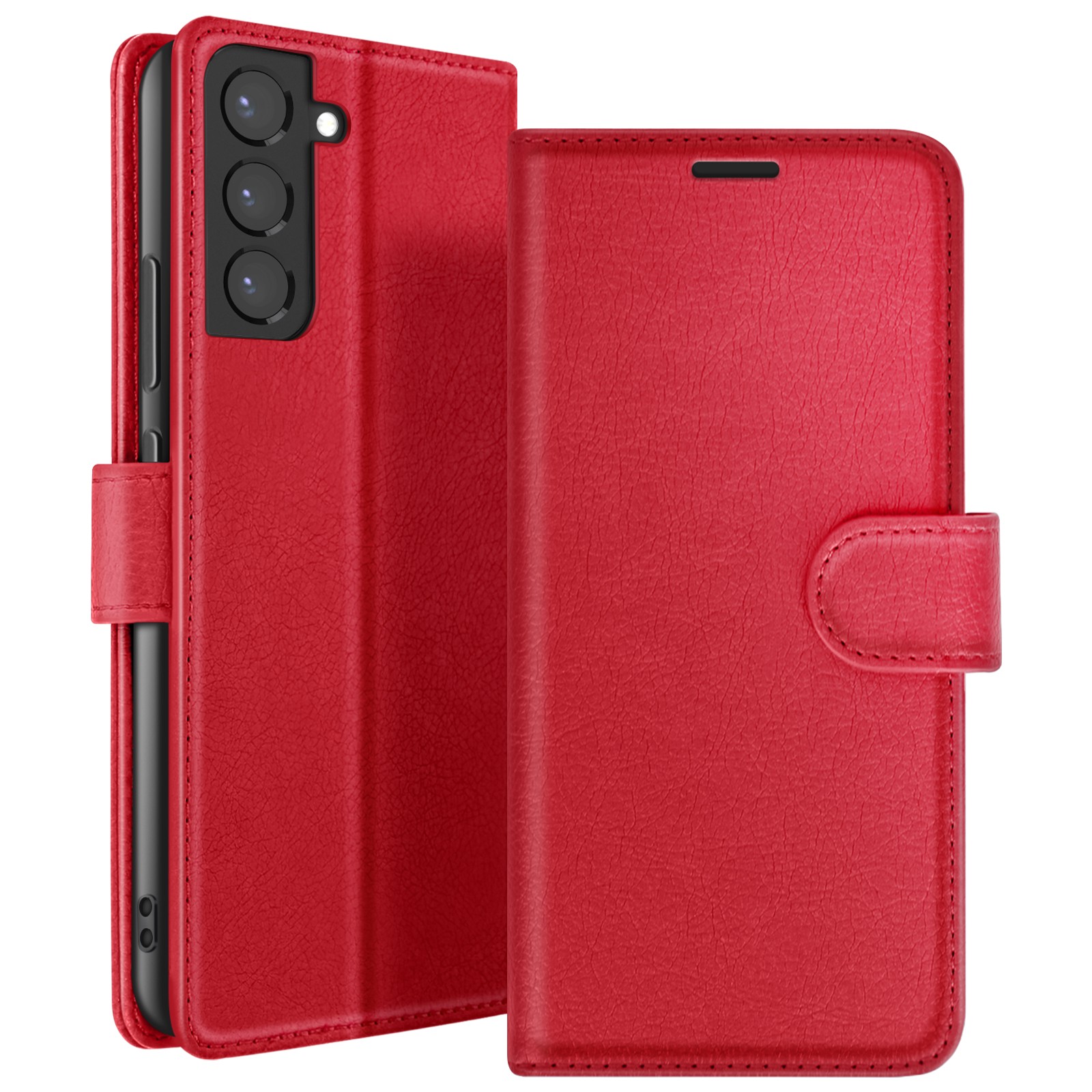 Hülle Galaxy S22 Plus Zanaé rouge en similicuir premium avec rabat support