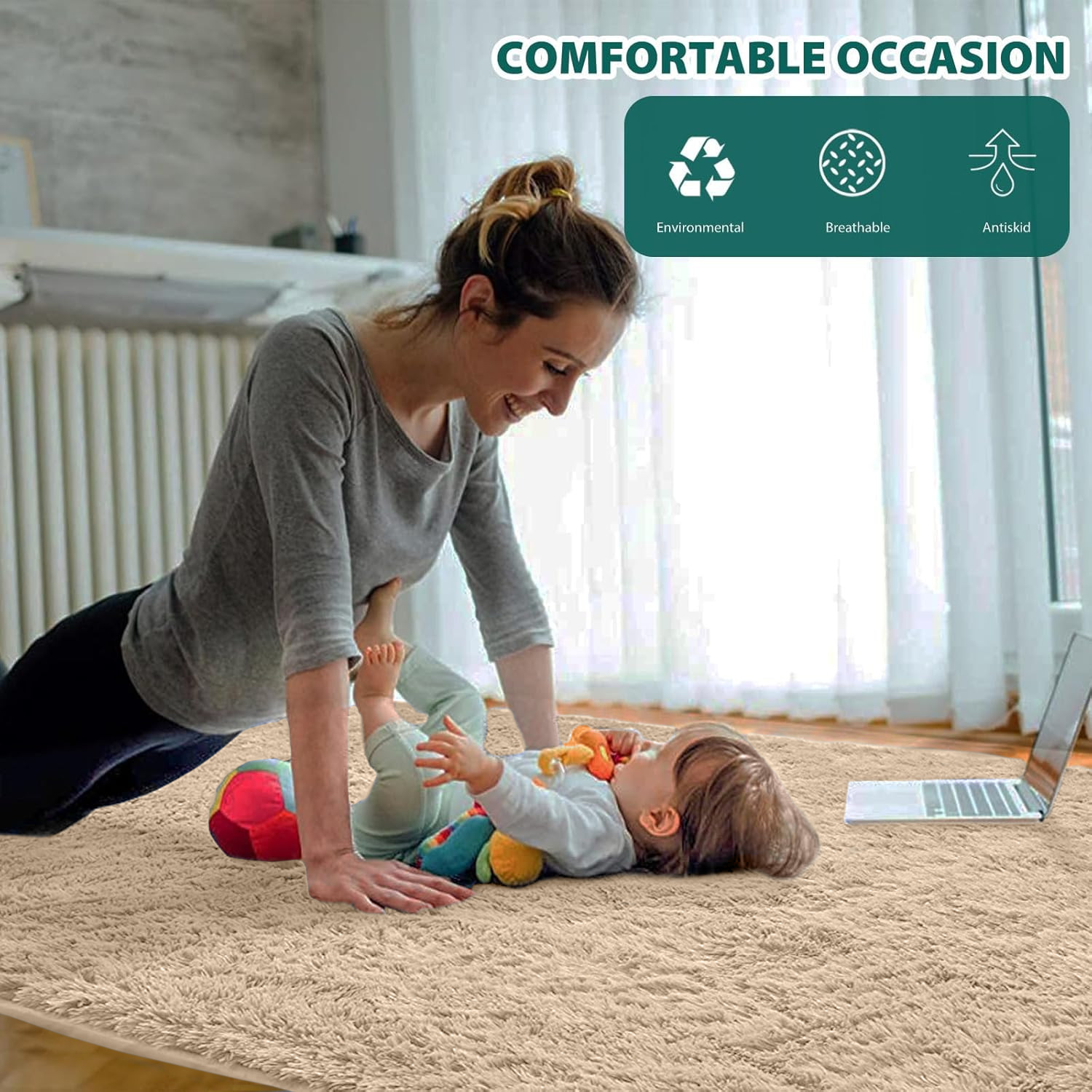 Non Slip Shaggy Rugs Ultra Soft Fluffy Area Carpets Mat for Living Room Bedroom