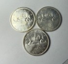 Lot of 3 1965 Canada Dollar Coins - 80% Silver - Voyageur — photo 1