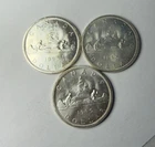 Lot of 3 1965 Canada Dollar Coins - 80% Silver - Voyageur