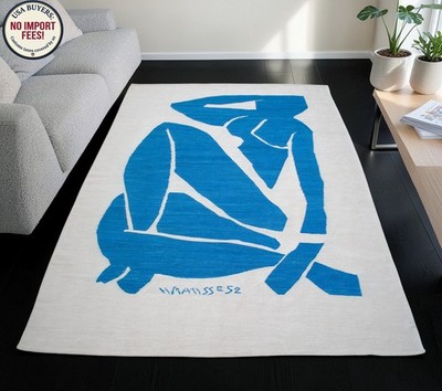 Matisse - Blue Nude 3 - Inspired Silk Hand Woven Area Rug Wall Rug 5  x 7  NEW