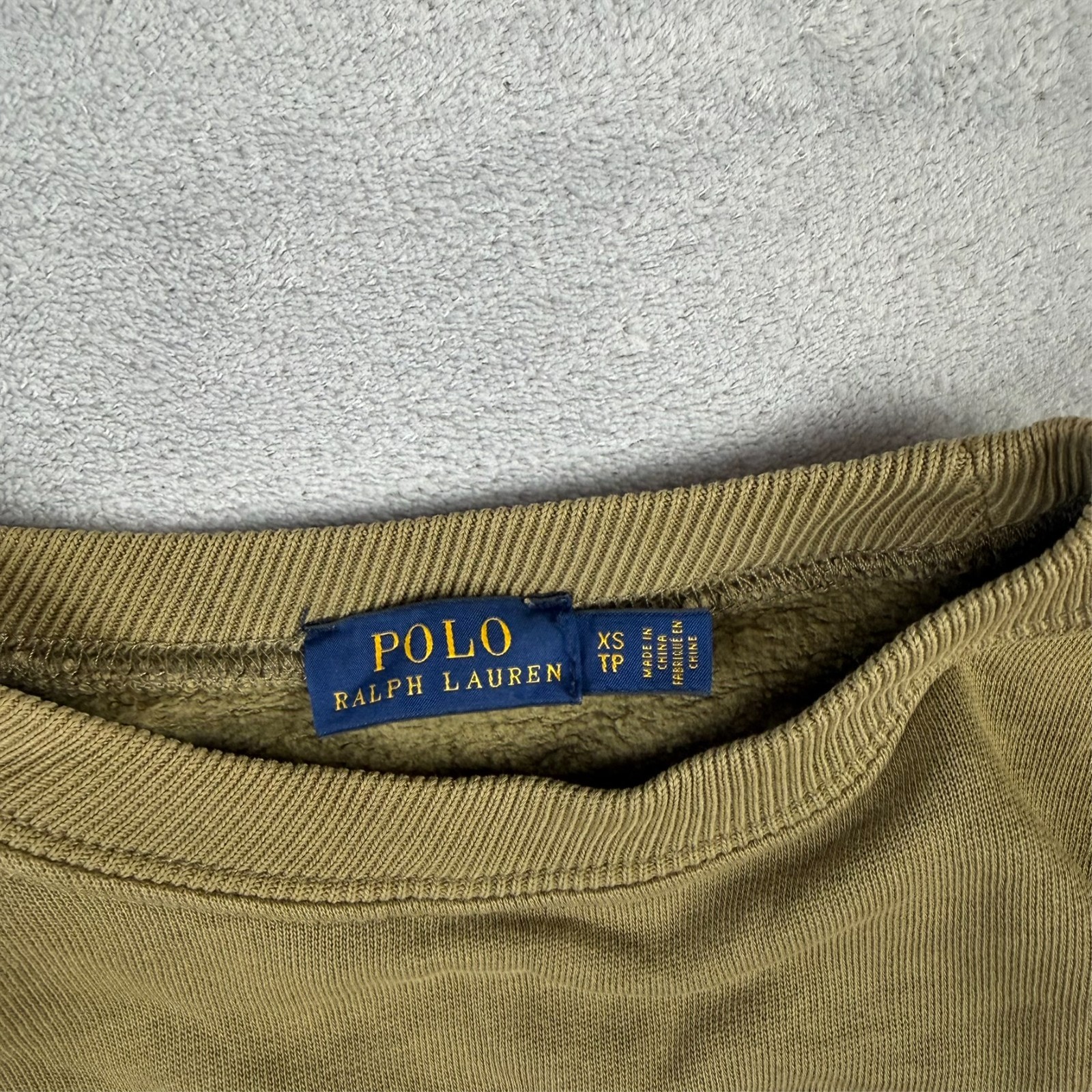 Women's Vintage Polo Ralph Lauren USA Flag Khaki Green Oversized XS Sweatshirt image 5