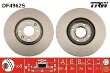 2x TRW Bremsscheibe DF4962S für CITROËN PEUGEOT DS