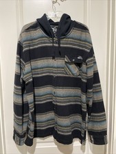 SALTY CREW MAINLAND Hooded Flannel Shirt Shacket Western Black Stripes Mens XXL