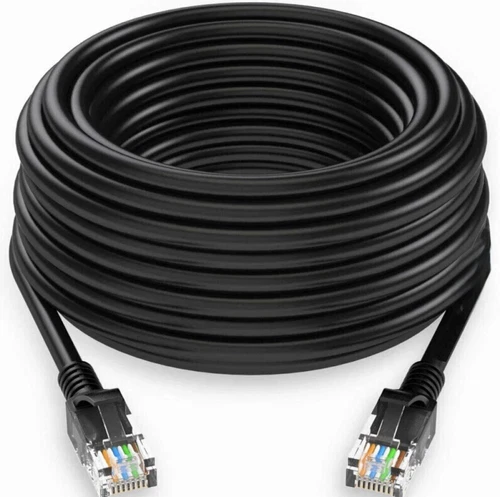 20m Network Ethernet Cat8 RJ45 Black Indoor/Outdoor LAN PC Router Modem Cable