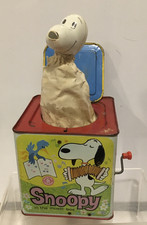 1966 Mattel Snoopy Metal Music Box Jack In The Box works
