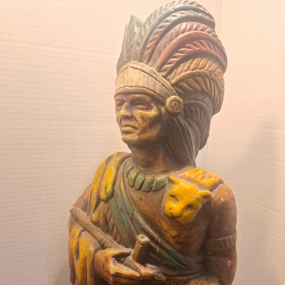 RARO DE COLECCIÓN AÑOS 50 Alfco Cigar Store Indian Chief exhibición de espuma de 24 pulgadas Foto 2 de 4