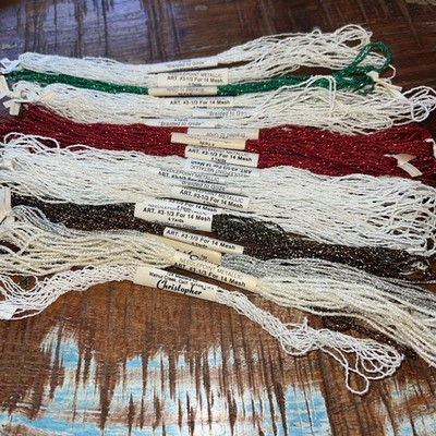 Christopher Needlepoint Metallic Thread #14 Mesh- 19 Skeins, 4 Yds Ea.  - Assort