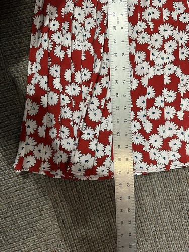 Girls Vintage Skirt Size 10 Red & White Flowers Pleated Satin Elastic Waist EUC - Picture 6 of 6