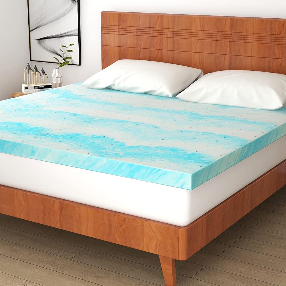 Mattress Topper, 3 Inch Memory Foam Mattress Topper for Twin Size Bed,Blue-image