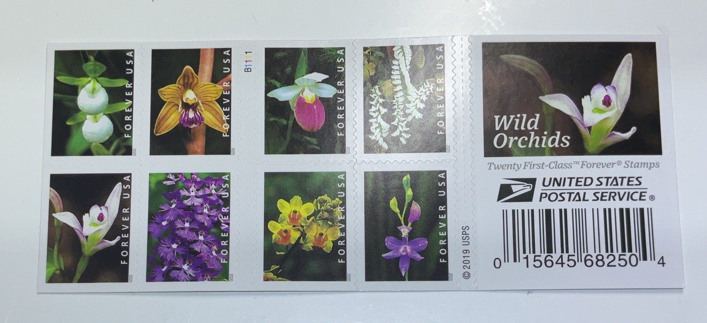 20 Authentic FOREVER FIRST CLASS LETTER STAMPS WILD ORCHIDS STAMPS MNH 2020 BOOK