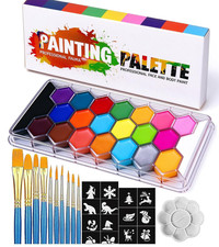 Face and Body Paint Palette Kit 22 Colors Halloween Makeup Set with 10 Brushes