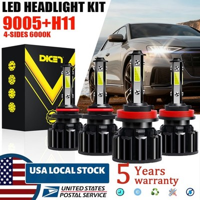 9005 H11 LED Headlight Super Bright Bulbs Kit 1000K White 330000LM High Low Beam