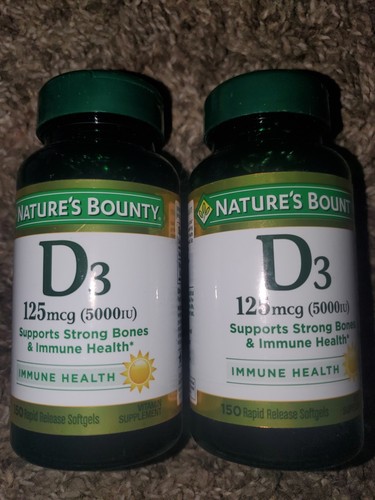 Nature's Bounty D3 125 mcg (5000IU) 300 Ct Softgels BB3/25