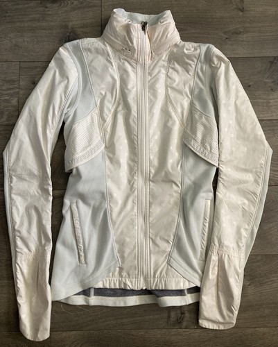 Lululemon Damska kurtka treningowa z kapturem Soft Shell Pełny zamek błyskawiczny Rozmiar 4 Biała