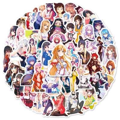50 Stck. Japanische Anime Mädchen Aufkleber Vinyl für Laptop, Wasserflaschen, Wasserdicht 