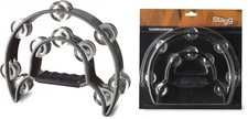 Stagg Model TAB-1-BK - 10 Jingle Half Moon Professional Tambourine - Black
