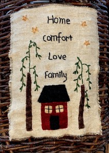 WALL BASKET Pip Berry Trees House Needlepoint HOME COMFORT LOVE FAMILY Farmhouse