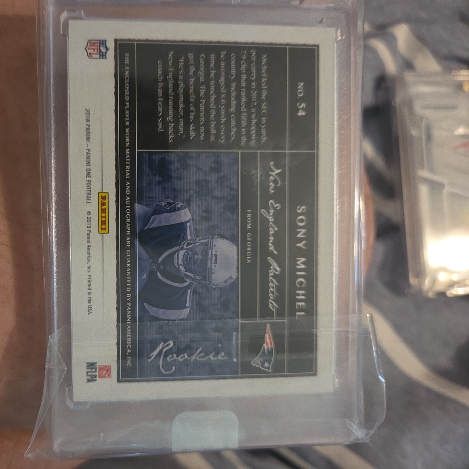 SONY MICHEL 2018 PANINI ONE GAME USED DUAL ROOKIE JERSEY AUTO 03/49 SIGNED CARD view 2