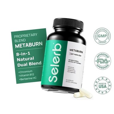 Selerb Metaburn - Chromium, B12 & Berberine HCl, 60 Caps for Nutrient Support