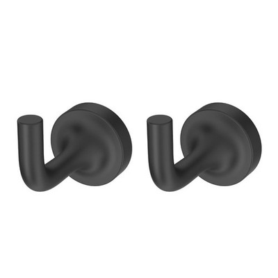 Modern Wall Mounted Coat Hook 2-Pack in Matte Black Finish