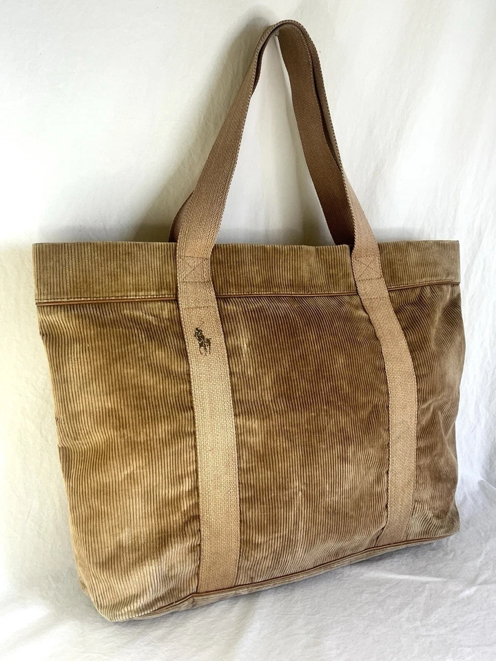 Vintage Ralph Lauren Corduroy Tote Bag in Light Brown - Image 2 of 4
