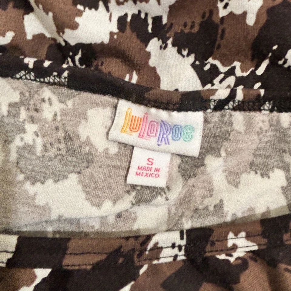 LuLaRoe Morgan Flare Brown Shirt Tee Top Cheetah Animal Print Stretch Small - Image 2 of 4