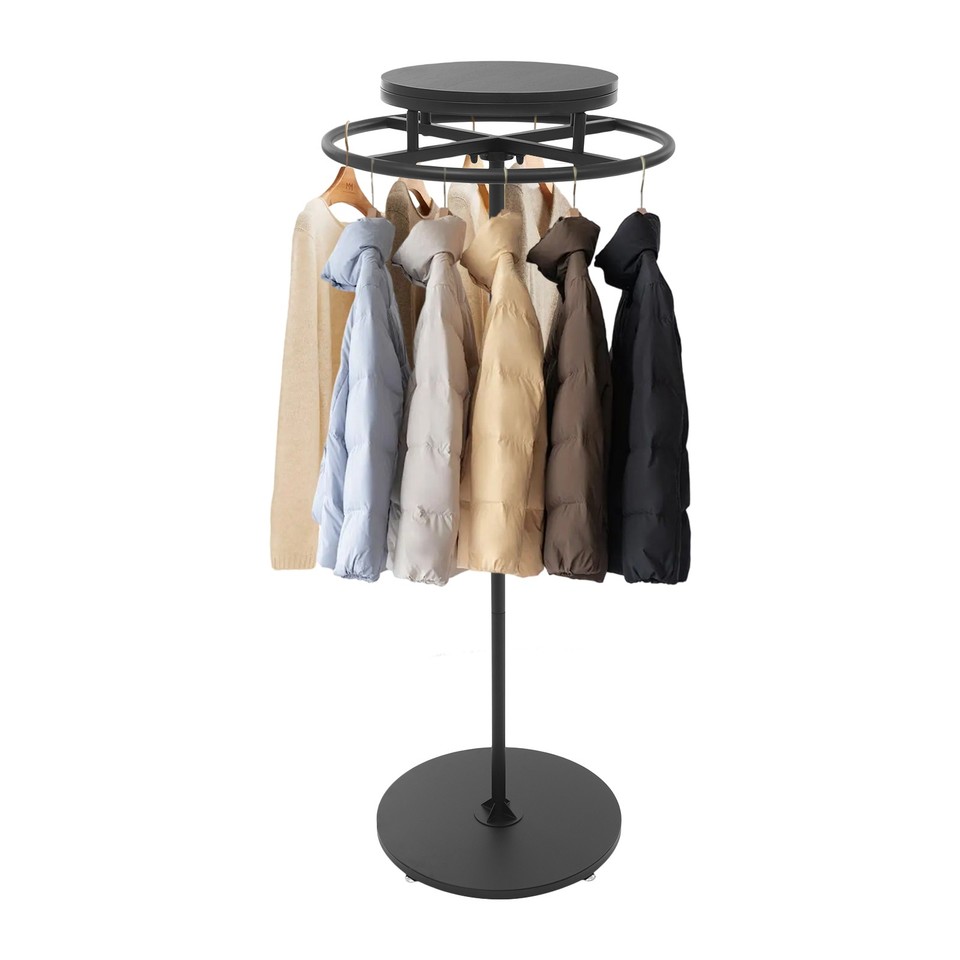 Black Modern Round Clothing Rack Clothes Display Rack Rotatable Garment ...