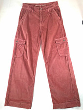 NWT American Eagle 2 Tan Corduroy Cargo Pants Baggy Wide Leg Stretch Y2K Fall