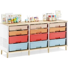 SYKIARIOL Storage Cabinet with 12 Drawers, Home Storage With Wooden Tabletop,...