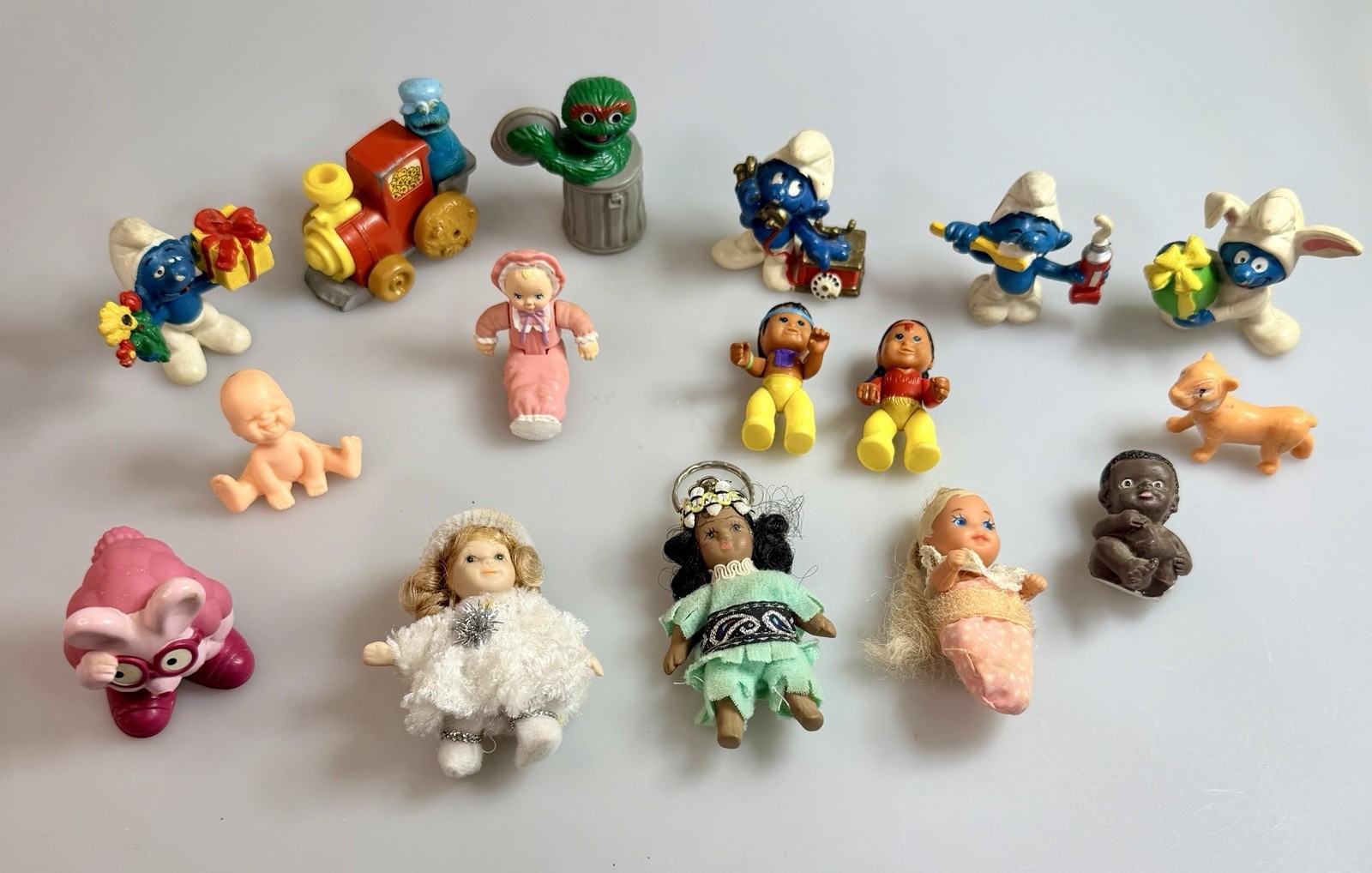 1990s Mattel Barbie Baby Krissy Doll Smurfs Native Itsy Bits