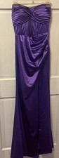 Women’s long strapless evening dress Purple Pleated Size Medium