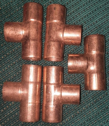 3/4 in. Copper Pressure All Cup Tee Fitting- 5 Pack - Solder - Plumbing - Sweat