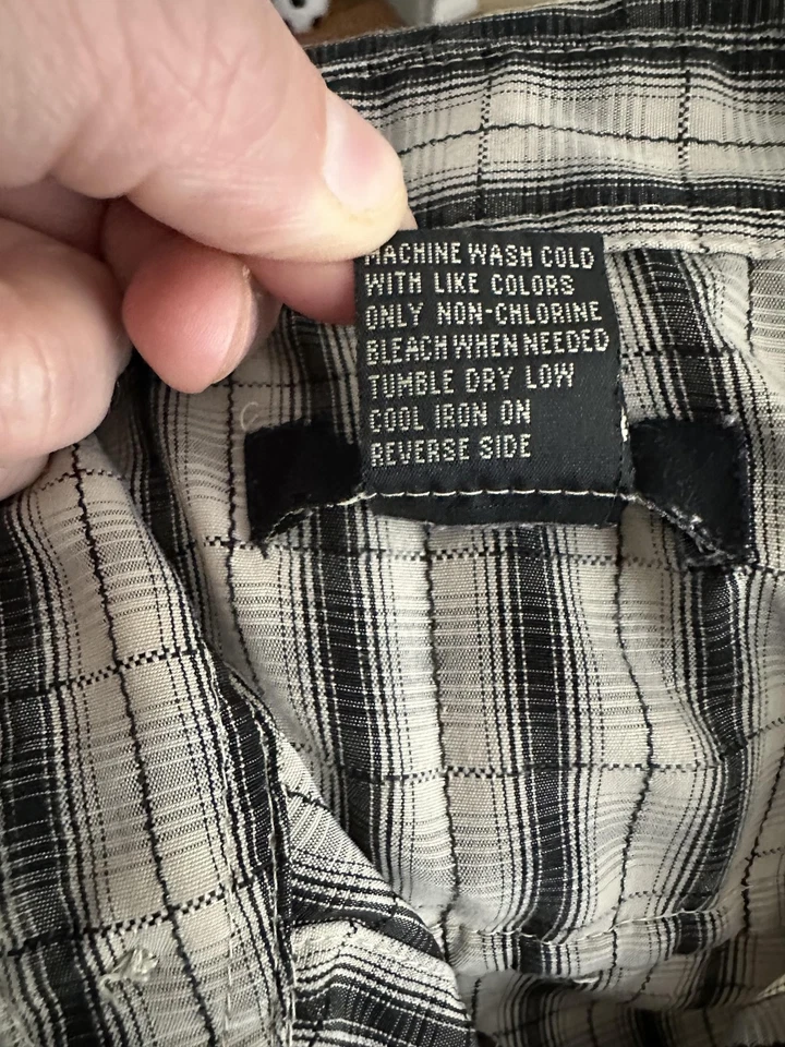 Camisa masculina GNW cinza média preta xadrez manga curta botão para cima casual leve - Imagem 4 de 4