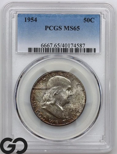 1954 Franklin Half Dollar PCGS MS 65 ** Original Album Toner!