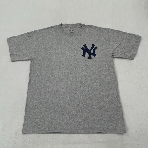 New York NY Yankees Mark Teixeira #25 MLB Gray Majestic Jersey Tee Shirt Mens L - Picture 3 of 5