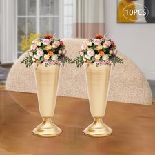 10 Pcs Wedding Golden Trumpet Vase Flower Stand Tabletop Mount Vase Centerpiece