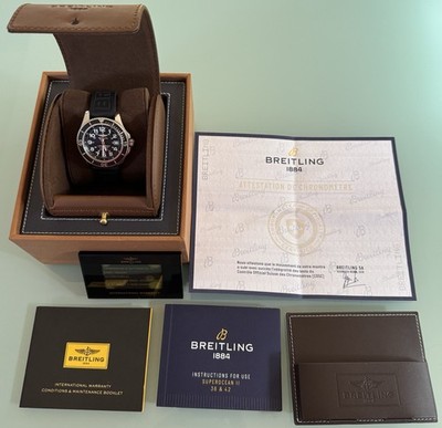 Breitling Superocean II Schwarzes Zifferblatt Herrenuhr - Faltschließe- Fullset