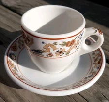 Vtg  Syracuse O P. Co China Restaurant Ware ORIENTAL Demitasse Sml Cup & Saucer 