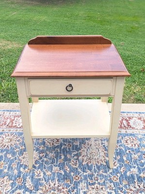 *NICE* Ethan Allen Country Crossings Bedside Nightstand End Table Two-tone Ivory