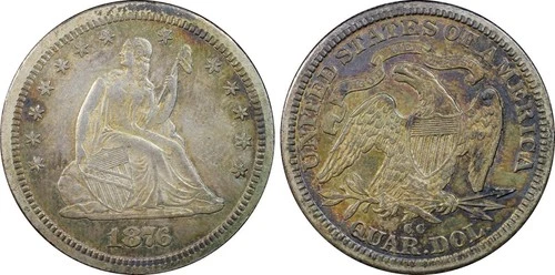 1876 CC Seated Liberty Quarter PCGS AU 53 CAC
