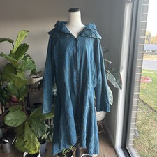 Yak n Yeti Coat Hippie Blue Zip Up Hoodie Size XL Nepal Long Jacket