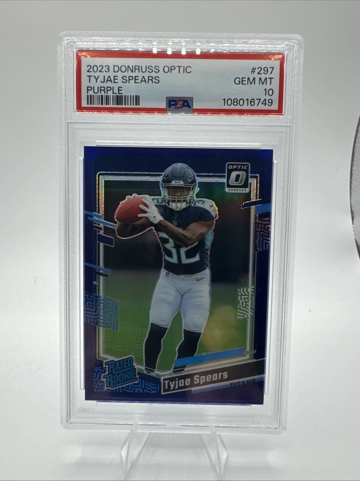2023 Panini Donruss Optic Rated Purple Prizm /50 Tyjae Spears #297 Rookie RC
