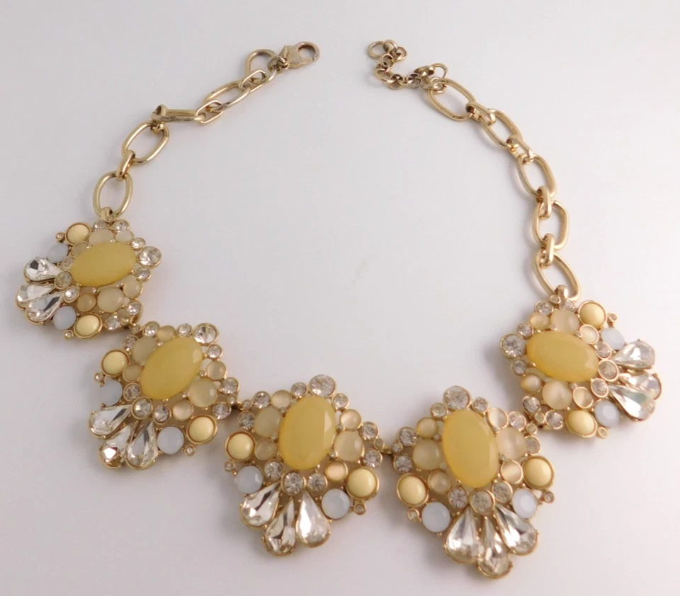 Banana Republic Pasarela Declaración Grueso Babero Collar Estrás Cadena Dorada Foto 3 de 4