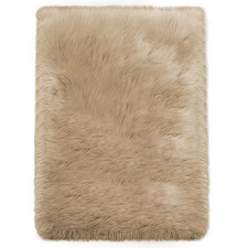 Sheepskin Faux Fur Beige 2 Ft. X 3 Ft. Cozy Fuzzy Rugs Area Rug